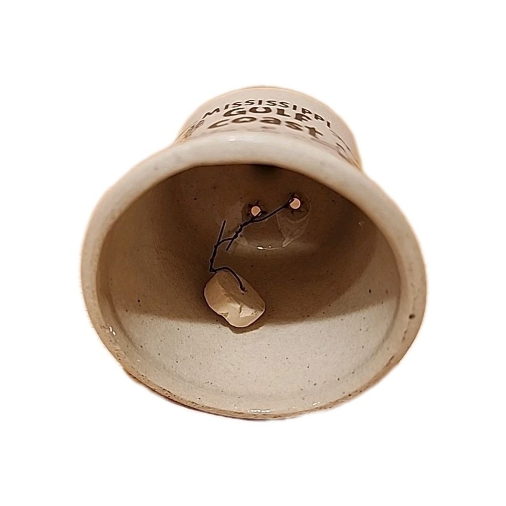 Vintage Mississippi Gulf Coast Souvenir Bell Cream Brown Ceramic REAR - Picture 3 of 3